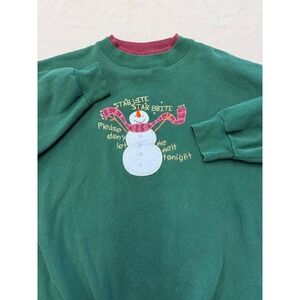 MC Sportswear Vintage Green Snowman Embroidered Crewneck‎ Sweatshirt Women XL